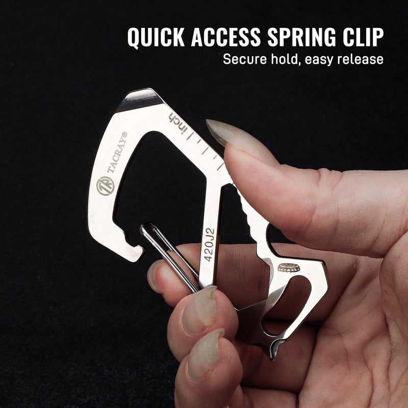 TACRAY Compact Carabiner Keychain Clip, Titanium EDC key holder, Anti-Lost Keychain Hook, Multi-tool Bottle Opener Keychain, Quick Released Backpack Clasp - Image 5